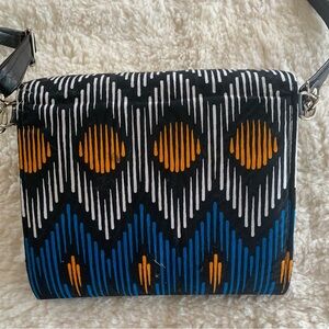 African print shoulder bag with coordinating cosmetic pouch